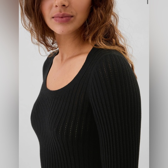 🆕 GAP Women’s CashSoft Ribbed Scoopneck Lightweight Sweater Black XLarge 16-18 - Picture 4 of 16